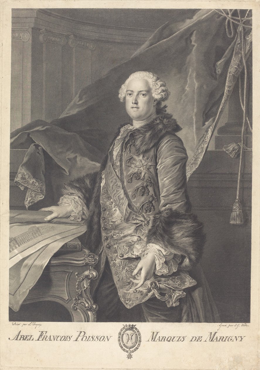 Abel François Poisson, Marqués de Marigny de Johann Georg Wille after Louis Tocqué