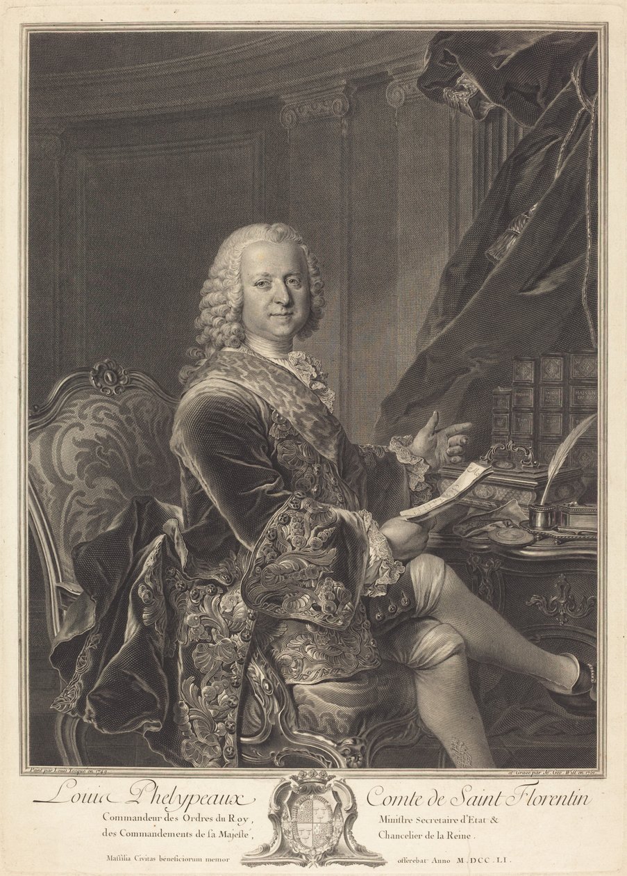 Louis Phelypeaux, conde de Saint Florentin de Johann Georg Wille after Louis Tocqué