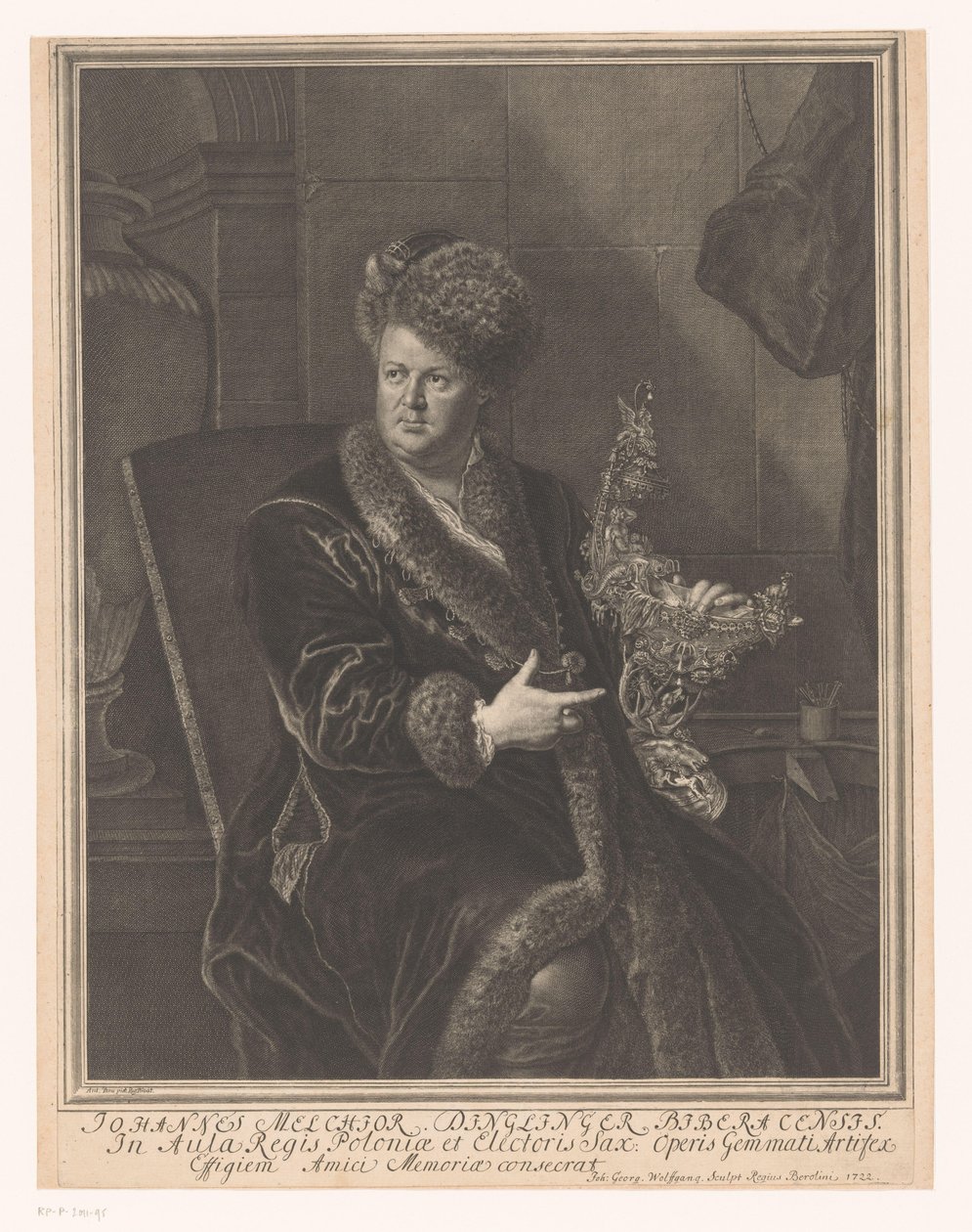 Retrato del orfebre Johann Melchior Dinglinger de Johann Georg Wolffgang