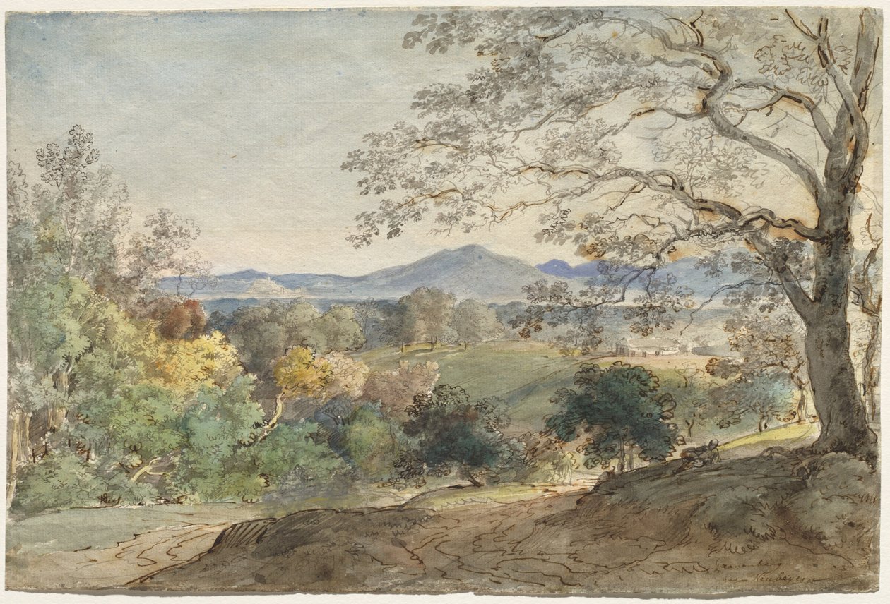 Vista a través del valle del Inn hacia los Alpes y Neubeuern de Johann Georg von Dillis