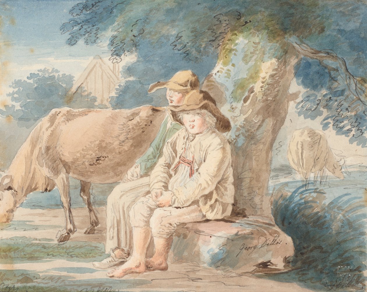 Niños bajo un árbol de Johann Georg von Dillis
