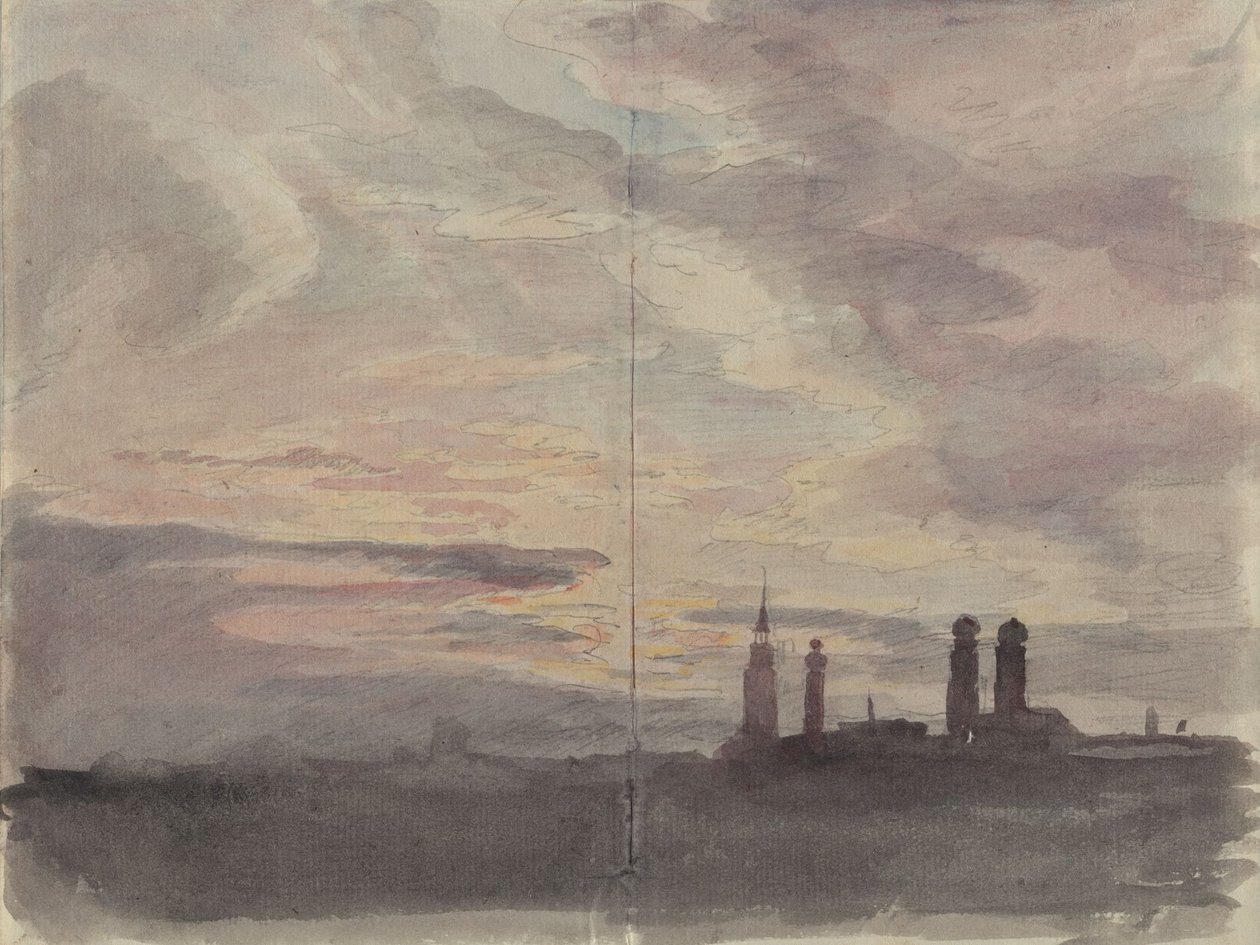 Múnich: cielo vespertino sobre el perfil de la ciudad de Johann Georg von Dillis