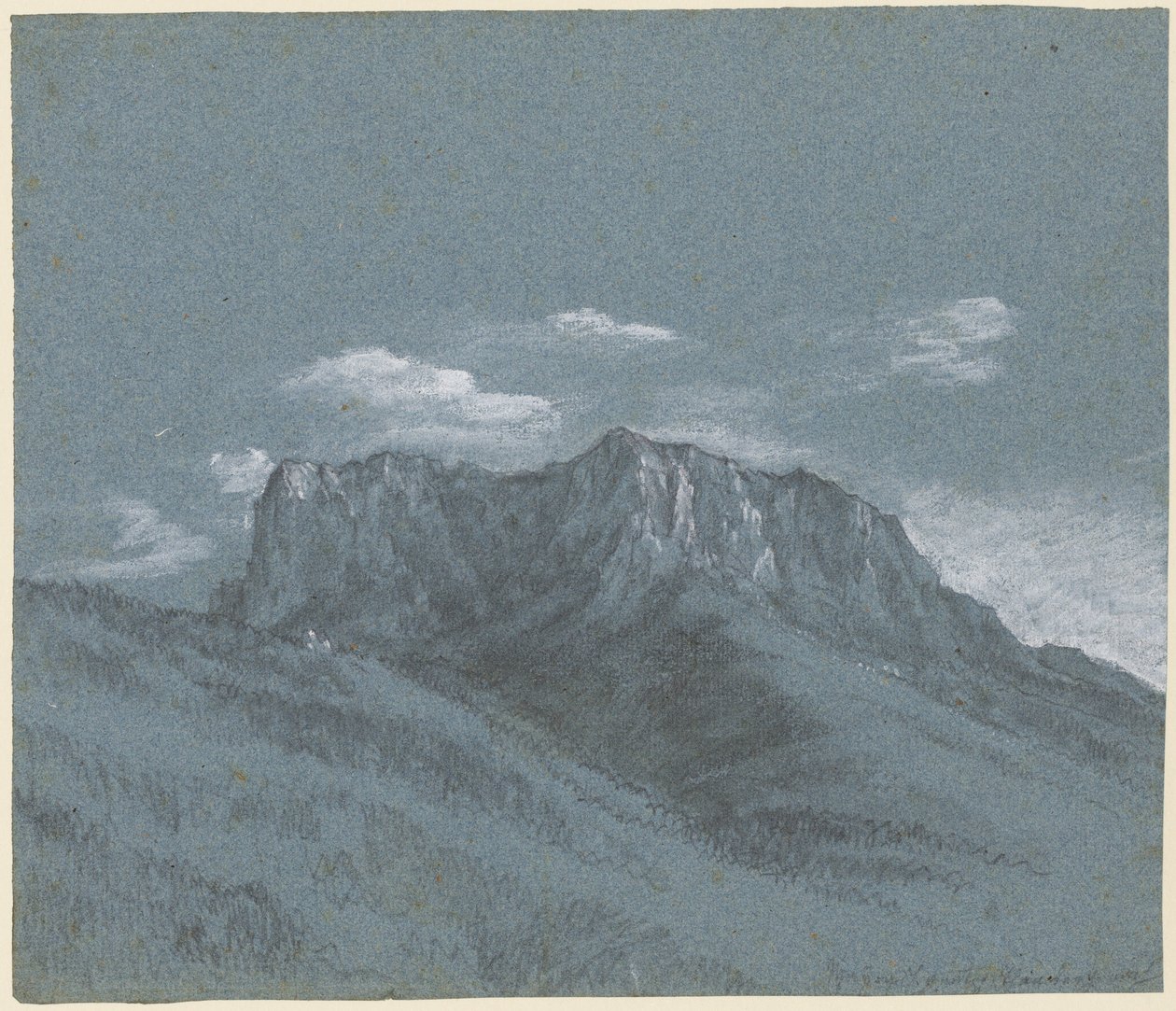 El Rauschberg, c.1800 (tiza negra, grafito y gouache blanco) de Johann Georg von Dillis