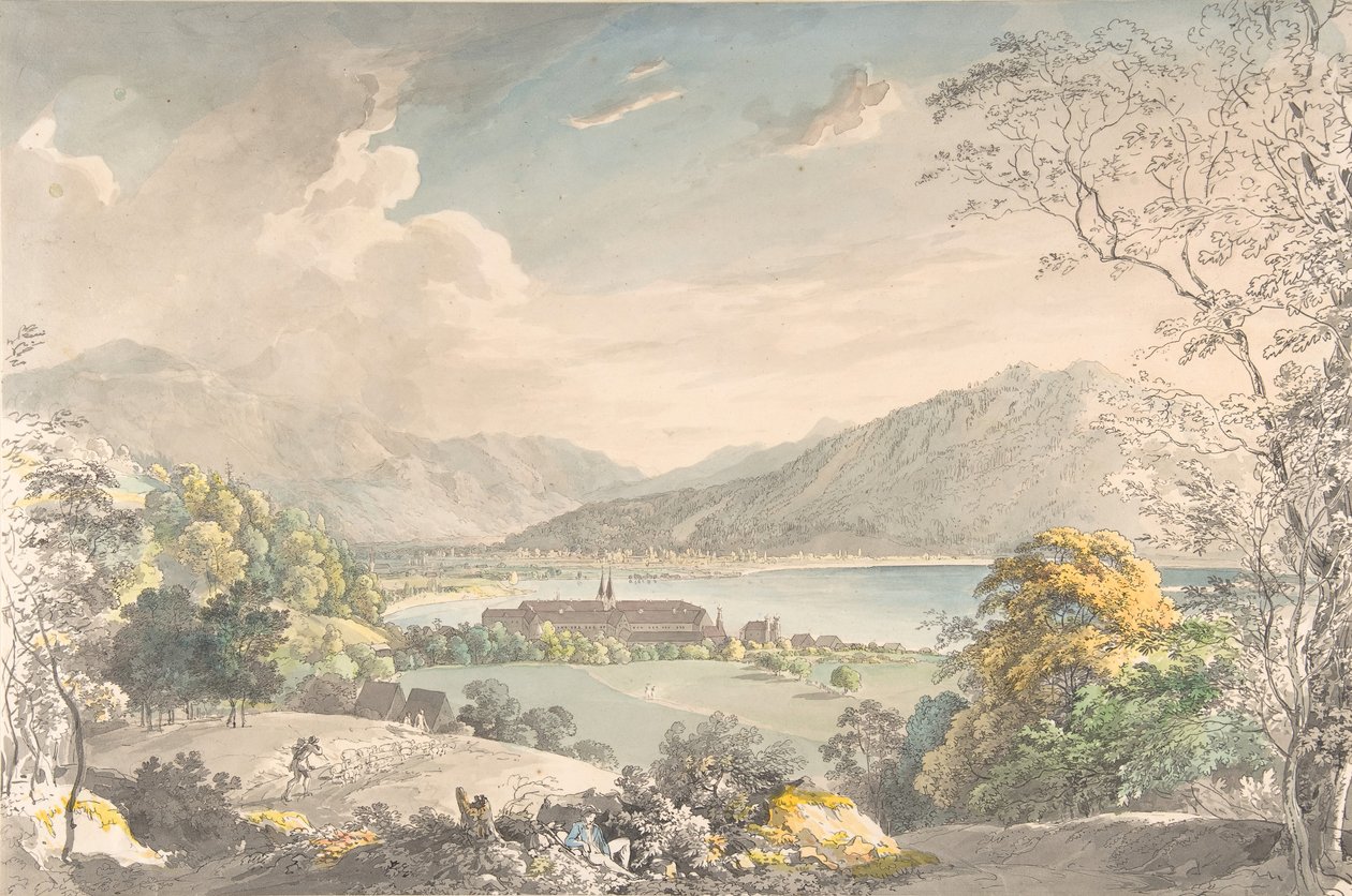 Vista del Monasterio en Tegernsee visto desde el noreste de Johann Georg von Dillis