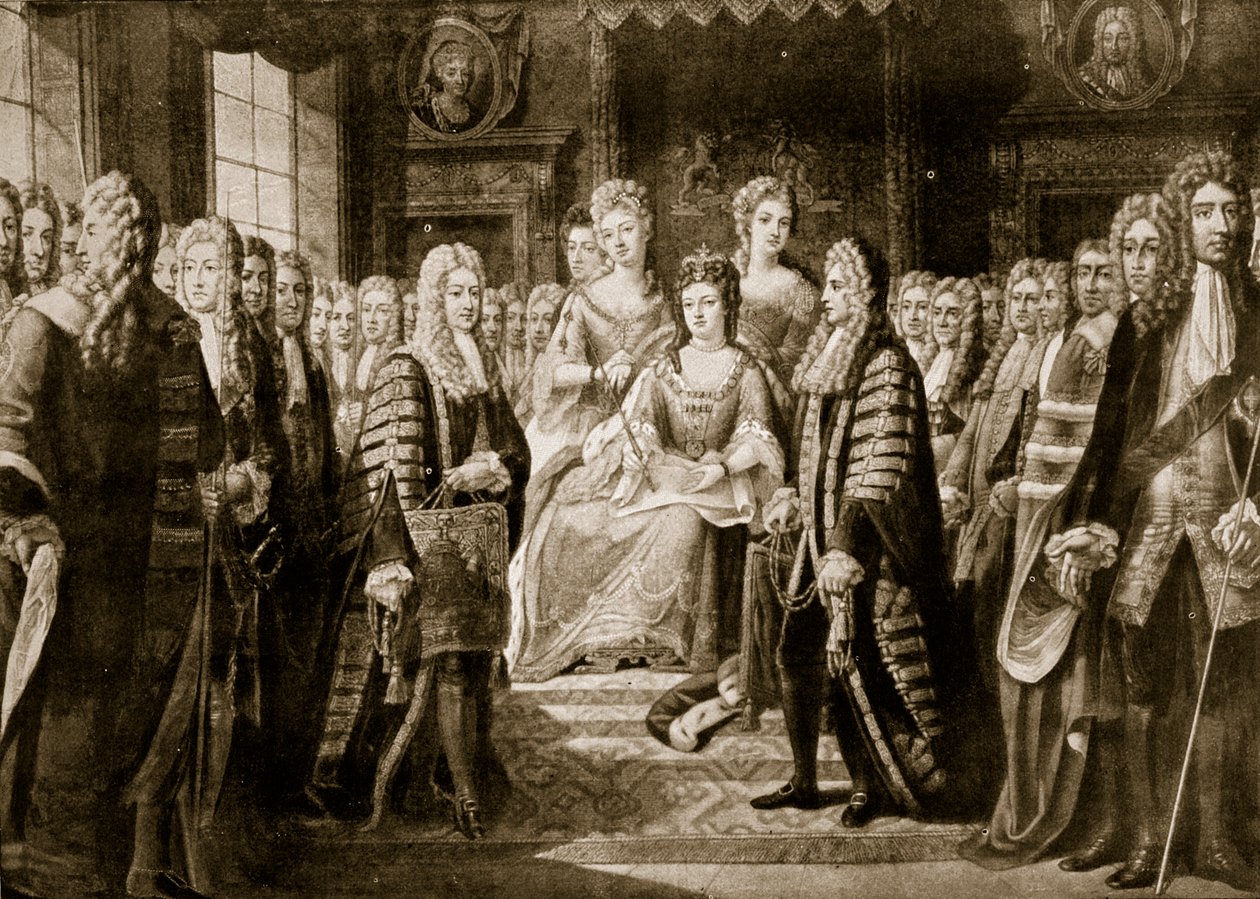 Artículos de la Unión presentados a la Reina Ana, 1706, ilustración de 