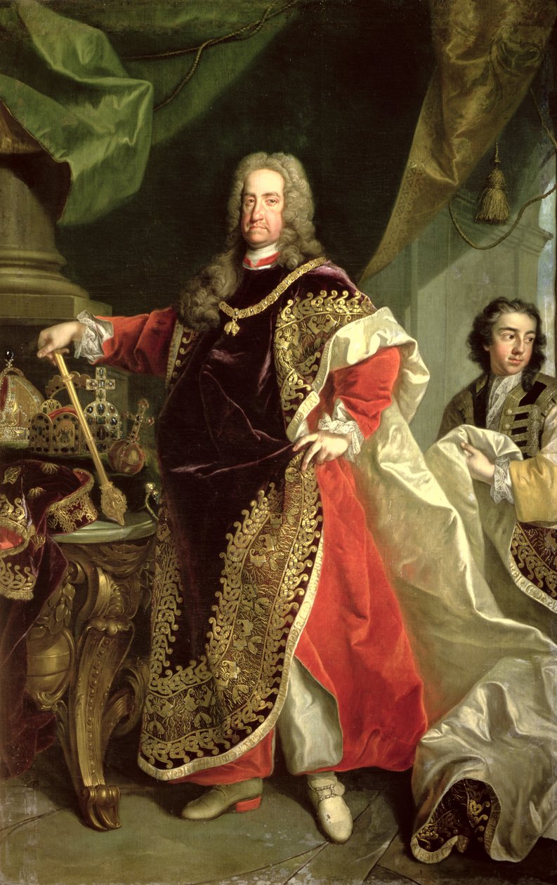 Carlos VI (1685-1740), Emperador del Sacro Imperio Romano Germánico con las vestiduras de la Orden del Toisón de Oro de Johann Gottfried Auerbach