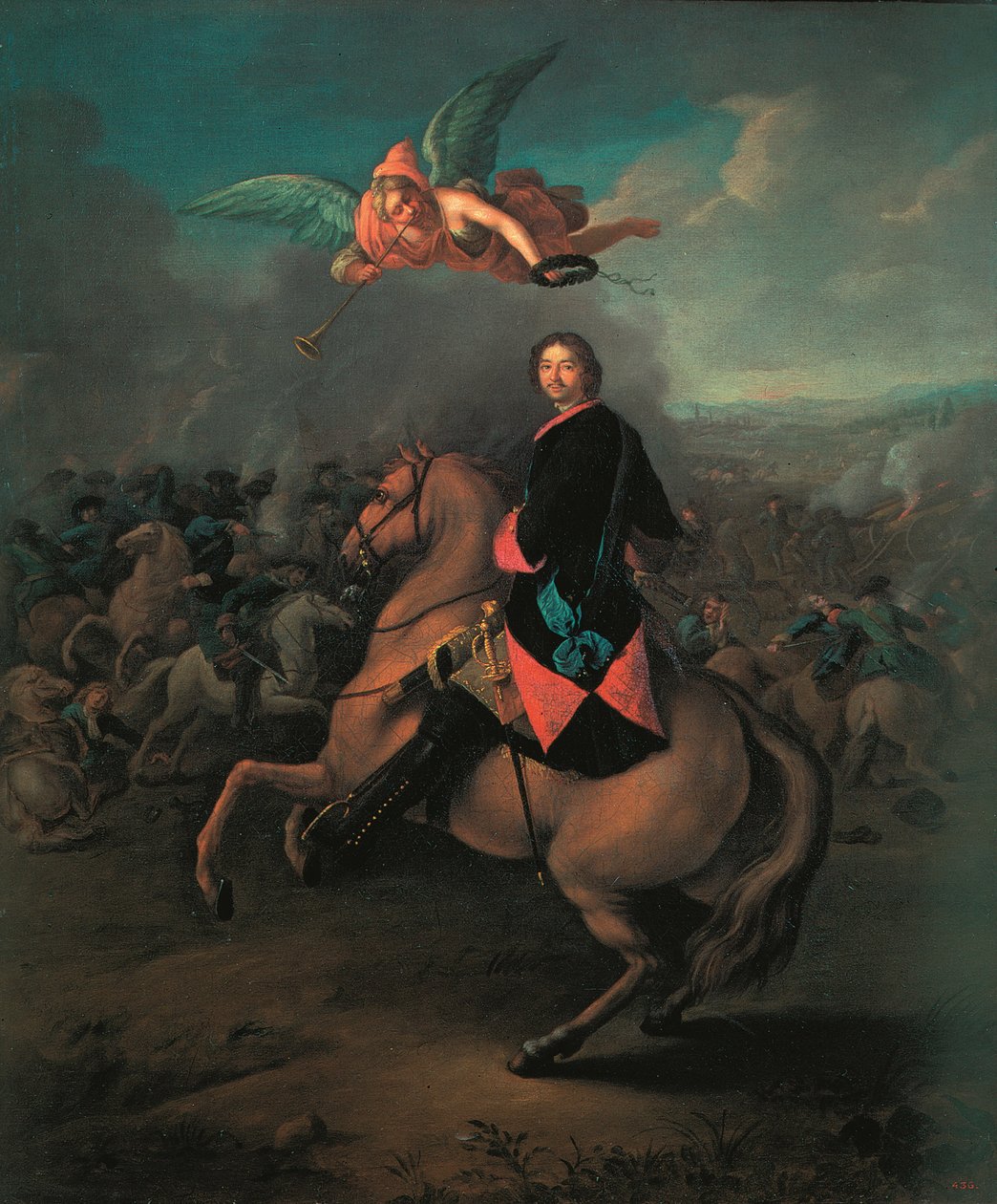 Pedro I en la batalla de Poltava, 1710s de Johann Gottfried Tannauer