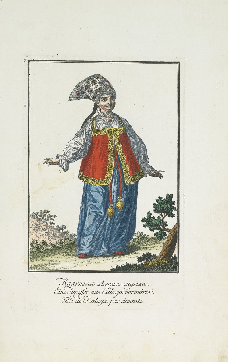 Una doncella de Kaluga en vestido festivo de Johann Gottlieb Georgi