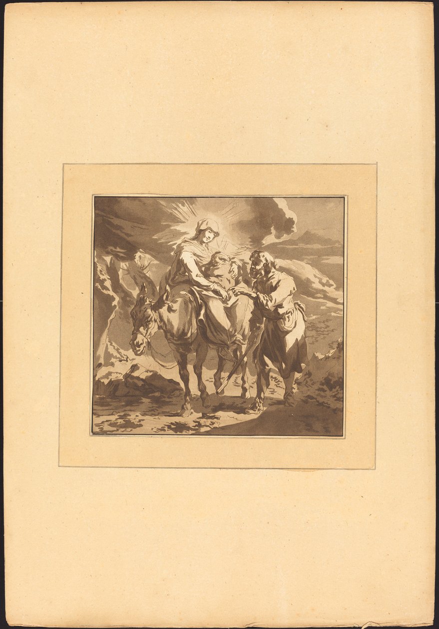 La huida a Egipto de Johann Gottlieb Prestel after Nicolaes Pietersz Berchem