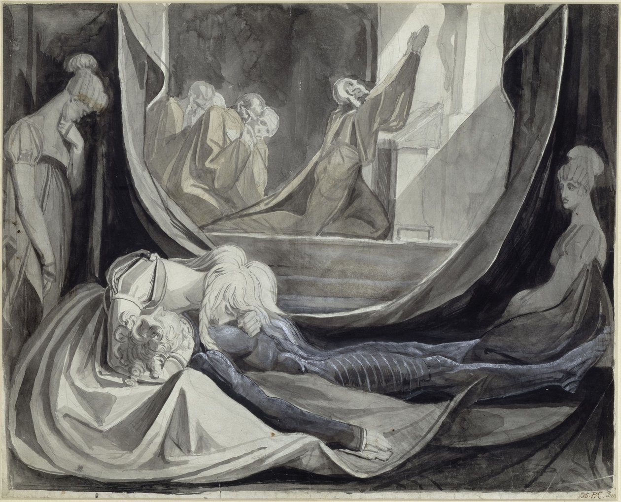 Kriemhild vela el cuerpo de Sigfrido de Johann Heinrich Füssli