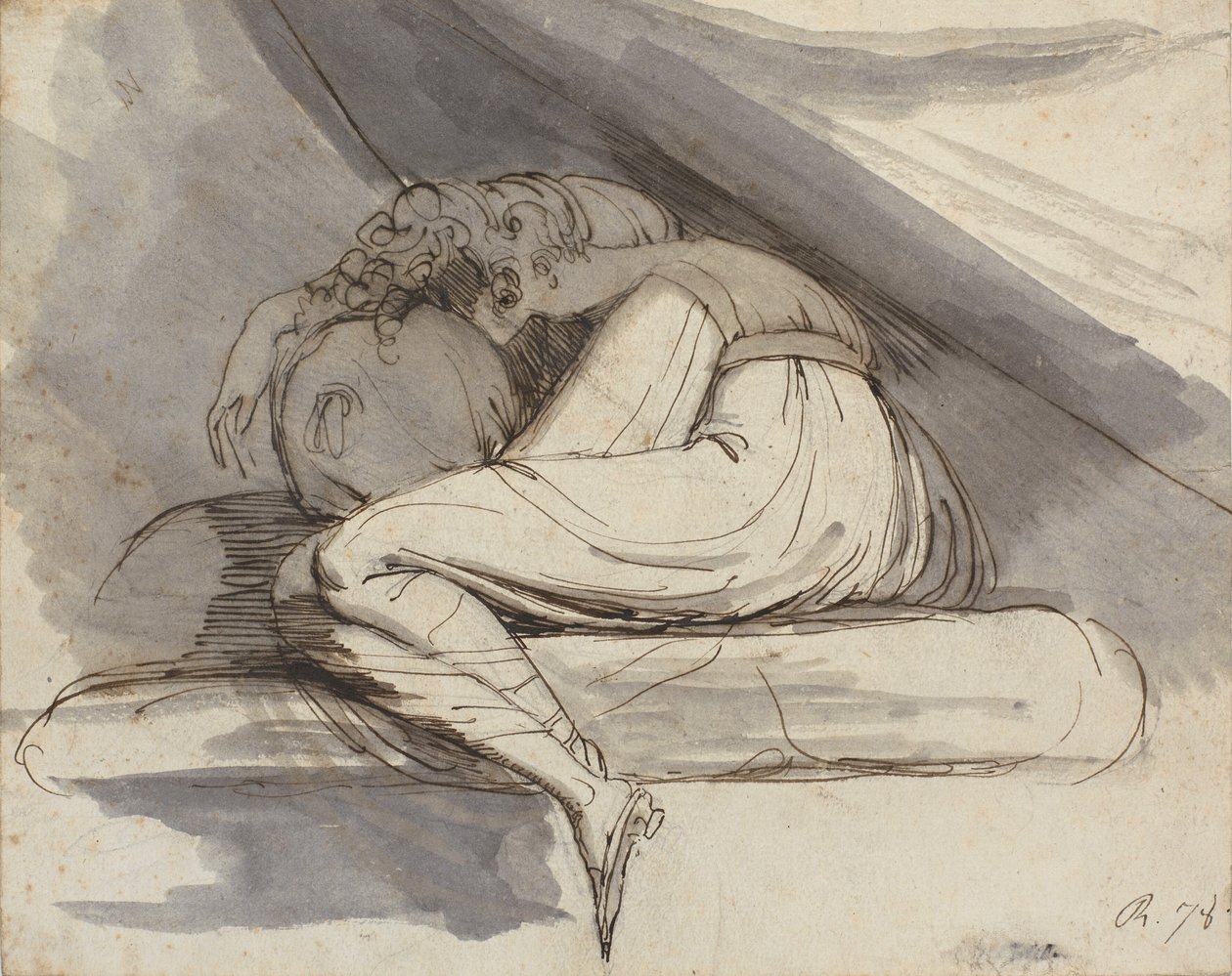 Mujer sentada, acurrucada de Johann Heinrich Füssli