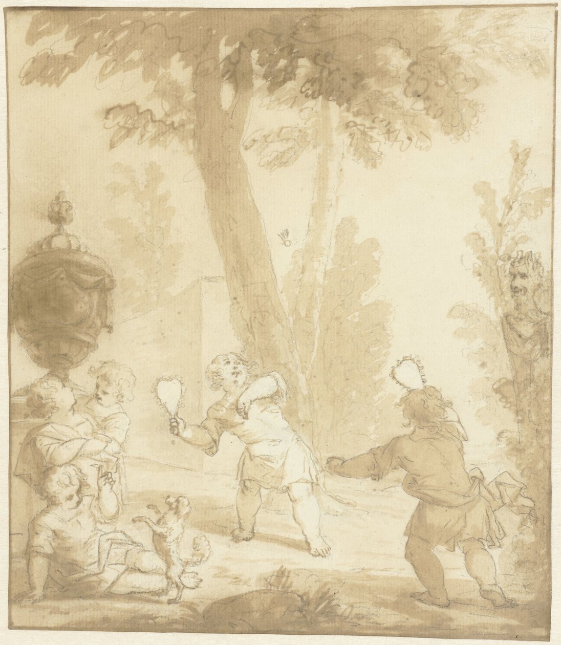 Representación alegórica con niños jugando de Johann Heinrich Keller (II)