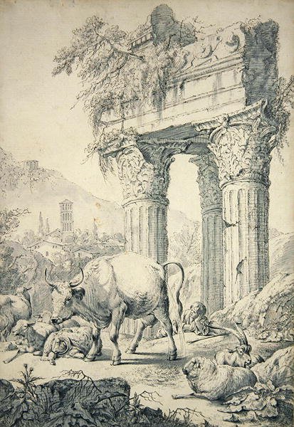 Vaca en Paisaje Campañés de Johann Heinrich Roos