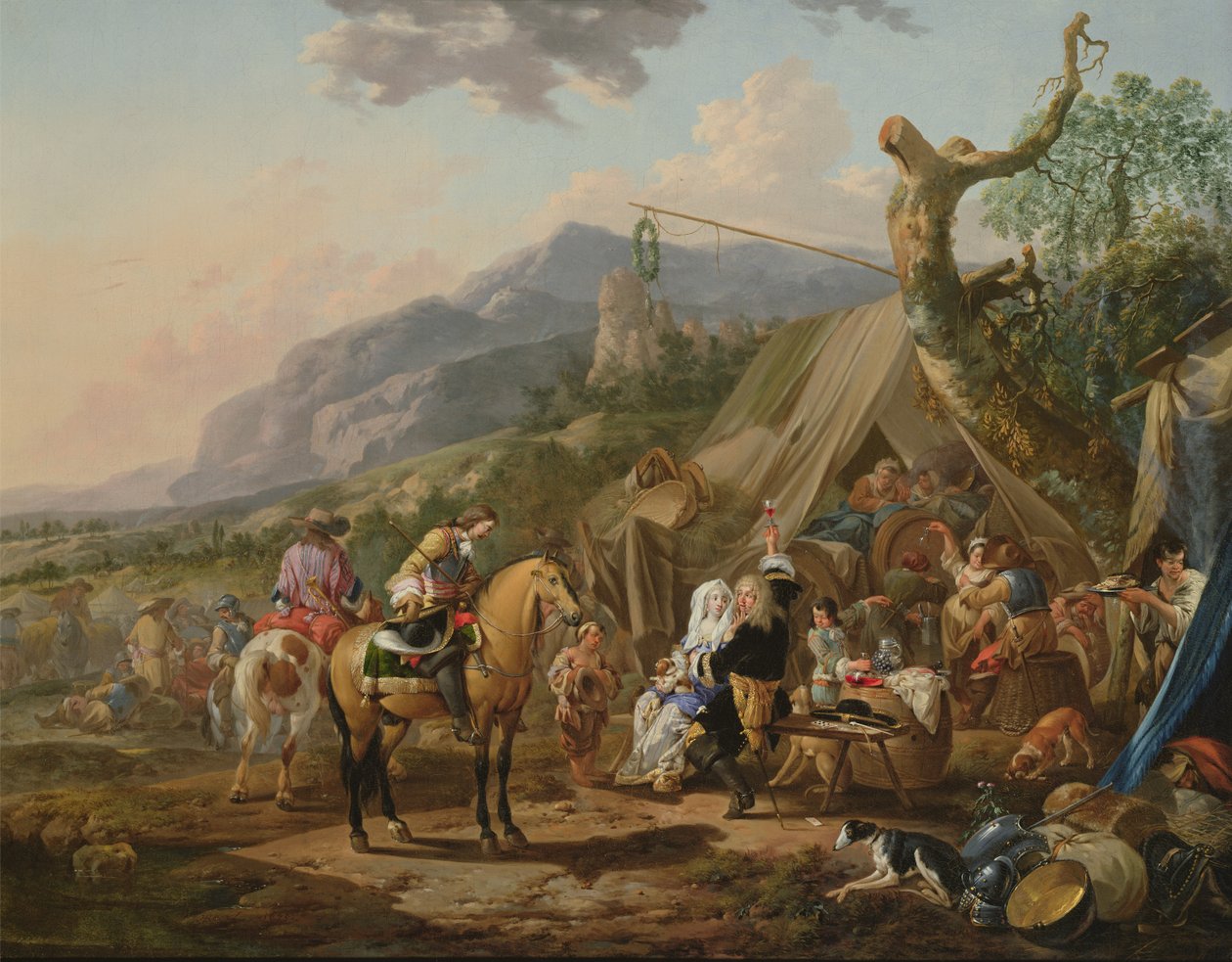 Comandante militar en un campamento de montaña con juerguistas de Johann Heinrich Roos