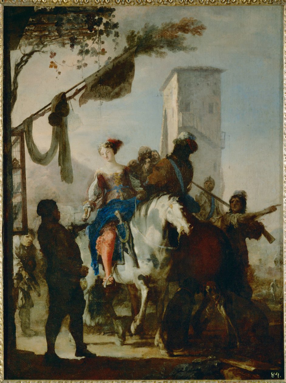 Parada en la taberna (óleo sobre lienzo) de Johann Heinrich Schonfeldt