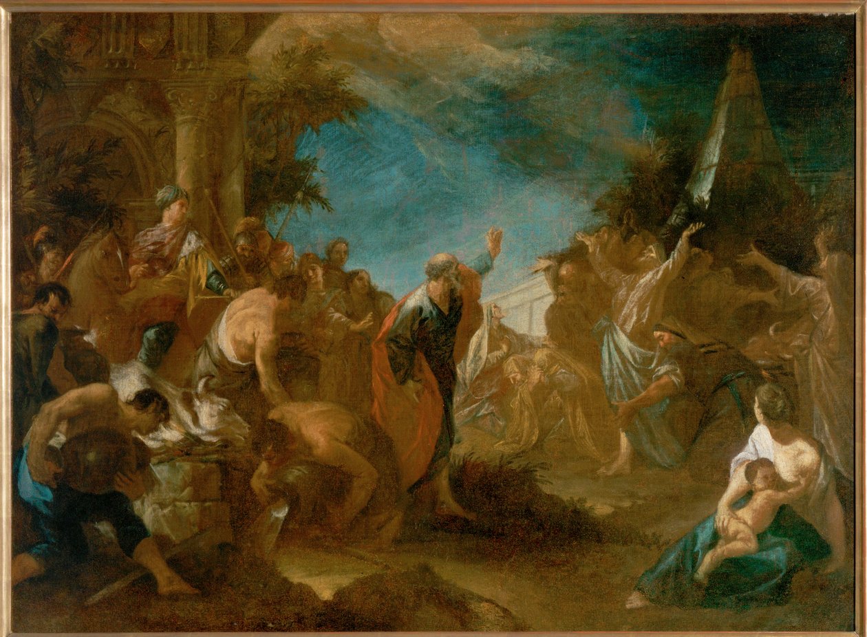 El profeta Elías confunde a los sacerdotes de Baal (pintura sobre lienzo) de Johann Heinrich Schonfeldt
