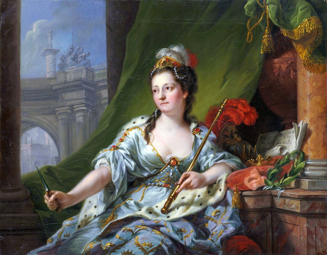 La musa Melpómene (las nueve musas, 1771) de Johann Heinrich Tischbein