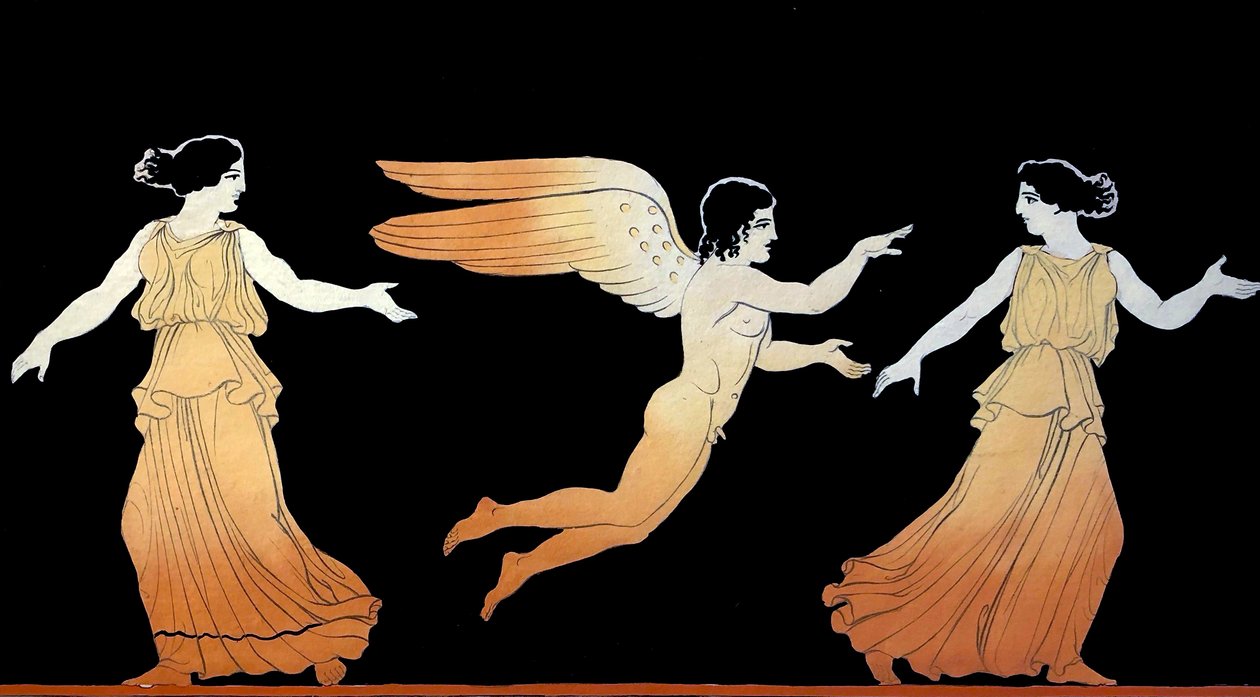 Eros persiguiendo a dos mujeres c.1796 (Grabado en placa de cobre) de Johann Heinrich Wilhelm Tischbein