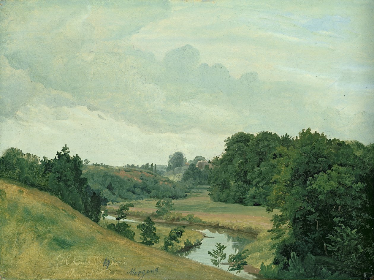 El río Alster en Poppenbüttel por la mañana, 1883 de Johann Herman Carmiencke