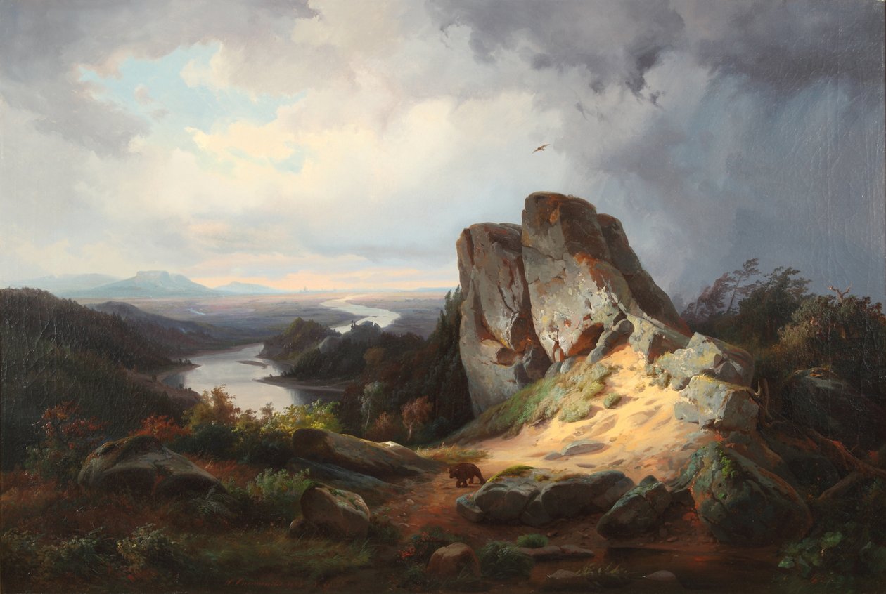 Paisaje del Oeste 1853 (Óleo sobre lienzo) de Johann Herman Carmiencke