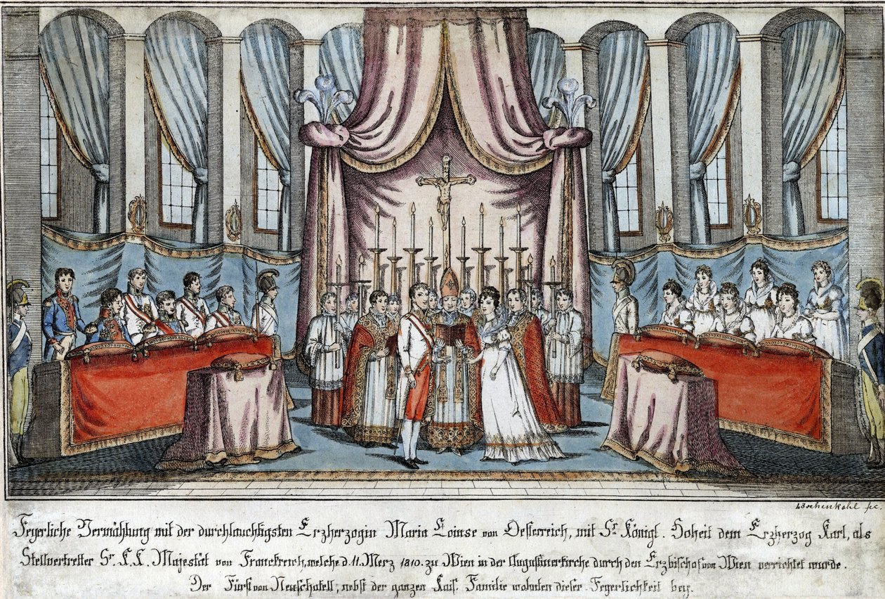 María Luisa se casó con Napoleón por poder en Viena, con el Archiduque Carlos representando a Napoleón de Johann Hieronymus Loeschenkohl