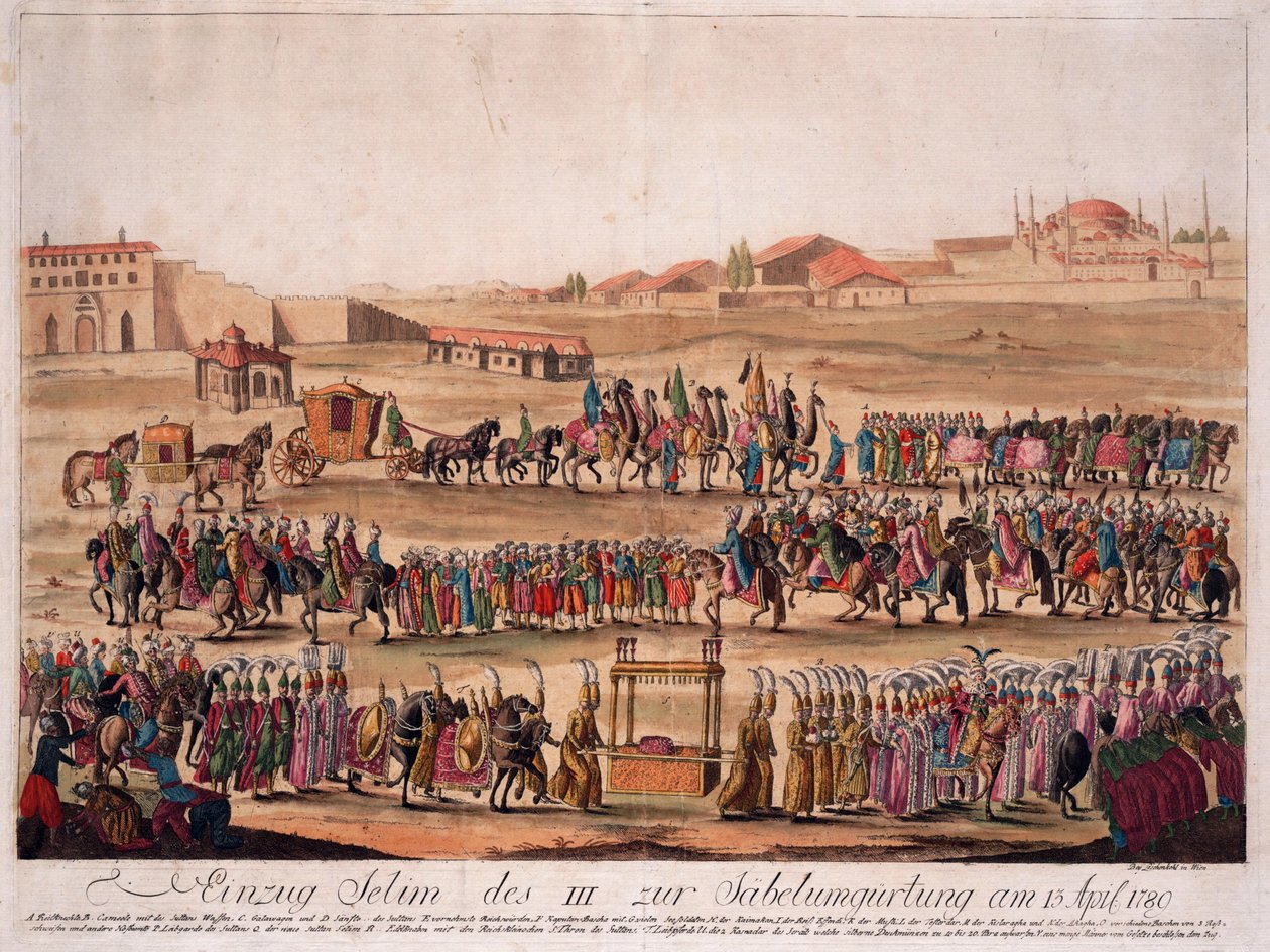 La Entrada del Sultán Selim III (1761-1808) a la Cintura del Sable el 13 de abril de 1789 de Johann Hieronymus Loeschenkohl