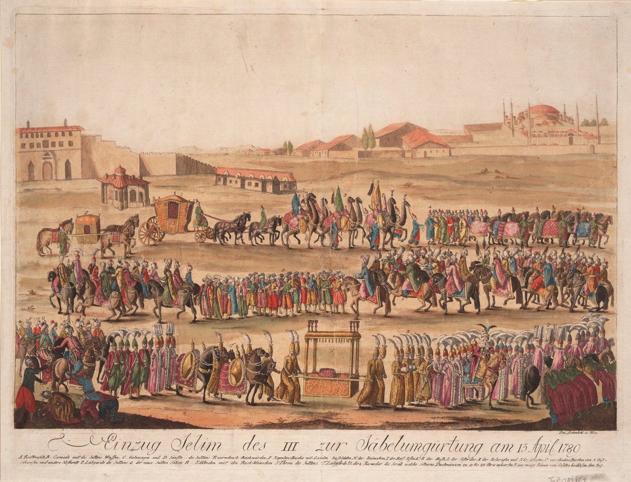 La Entrada del Sultán Selim III para Ceñir el Sable el 13 de abril de 1789, 1789 de Johann Hieronymus Loeschenkohl