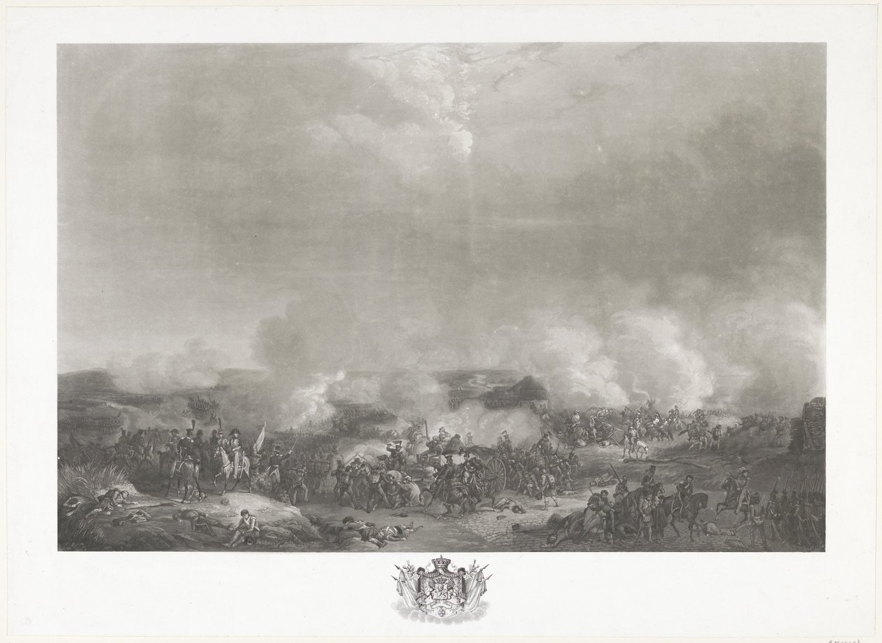 Príncipe de Orange en la batalla de Quatre-Bras, 1815 Doce láminas de la llegada e inauguración de Guillermo I en Bruselas y las batallas de Quatre-Bras y Waterloo en 1815 (título de la serie) de Johann Hürlimann