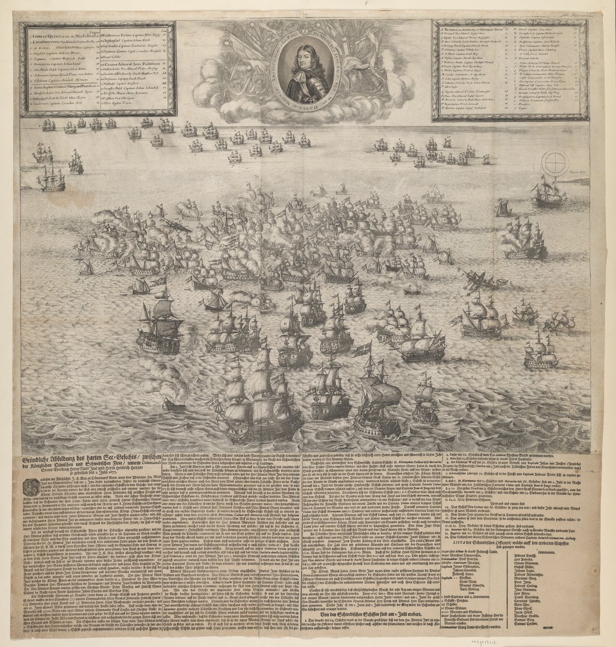 La batalla de Køge Bugt en julio de 1677 de Johann Husman