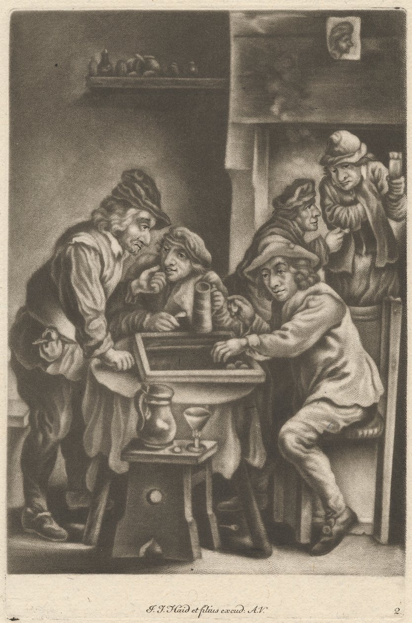 Hombres jugando al backgammon de Johann Jacobus Haid