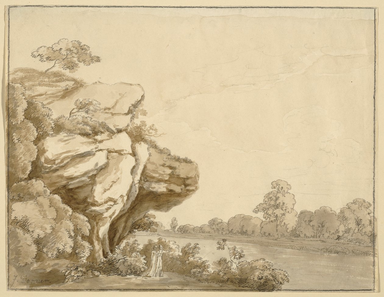 Caballero y dama en un paisaje de Johann Jakob Dorner der Jüngere