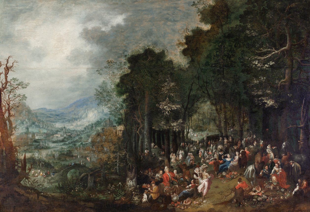 paisaje con fiesta de Johann Jakob Hartmann