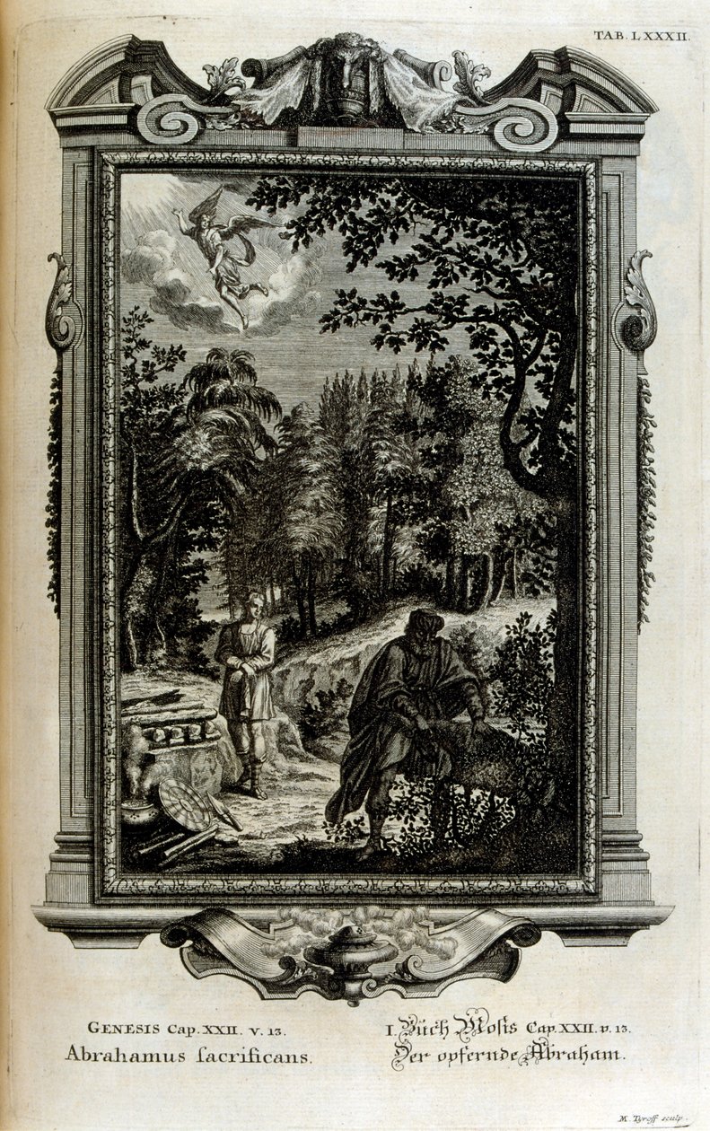 Abraham se prepara para sacrificar a Isaac de Johann Jakob Scheuchzer