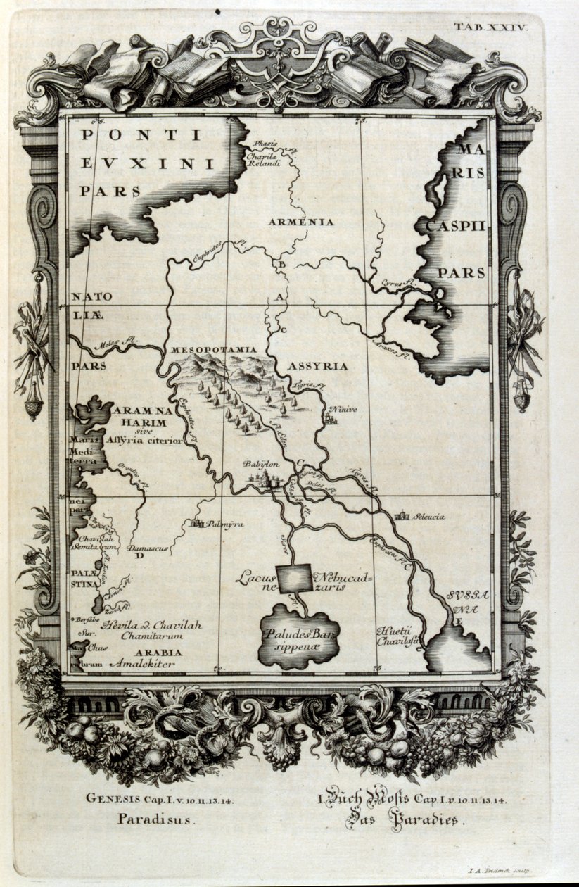 Grabado en cobre de "Physica Sacra" del erudito suizo Johann Jakob Scheuchzer de Johann Jakob Scheuchzer