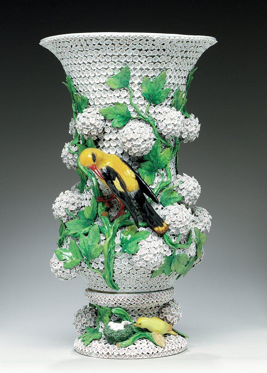 Jarrón Meissen Schneeballen, mediados a finales del siglo XIX de Johann Joachim (after) Kändler
