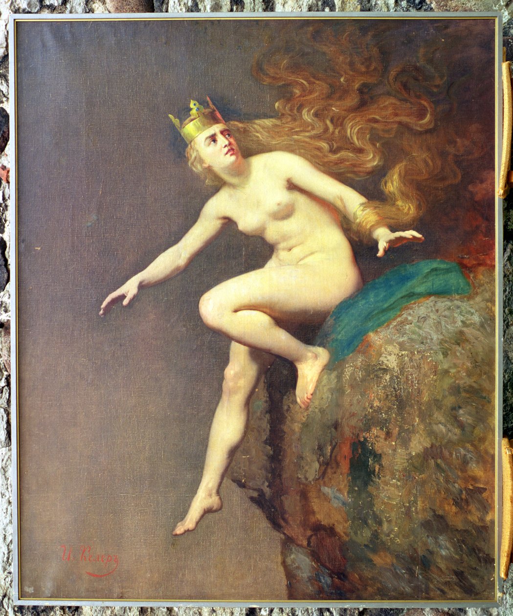 Lorelei, un estudio para la pintura La imprecación de Lorelei por los monjes, 1887 de Johann Koler