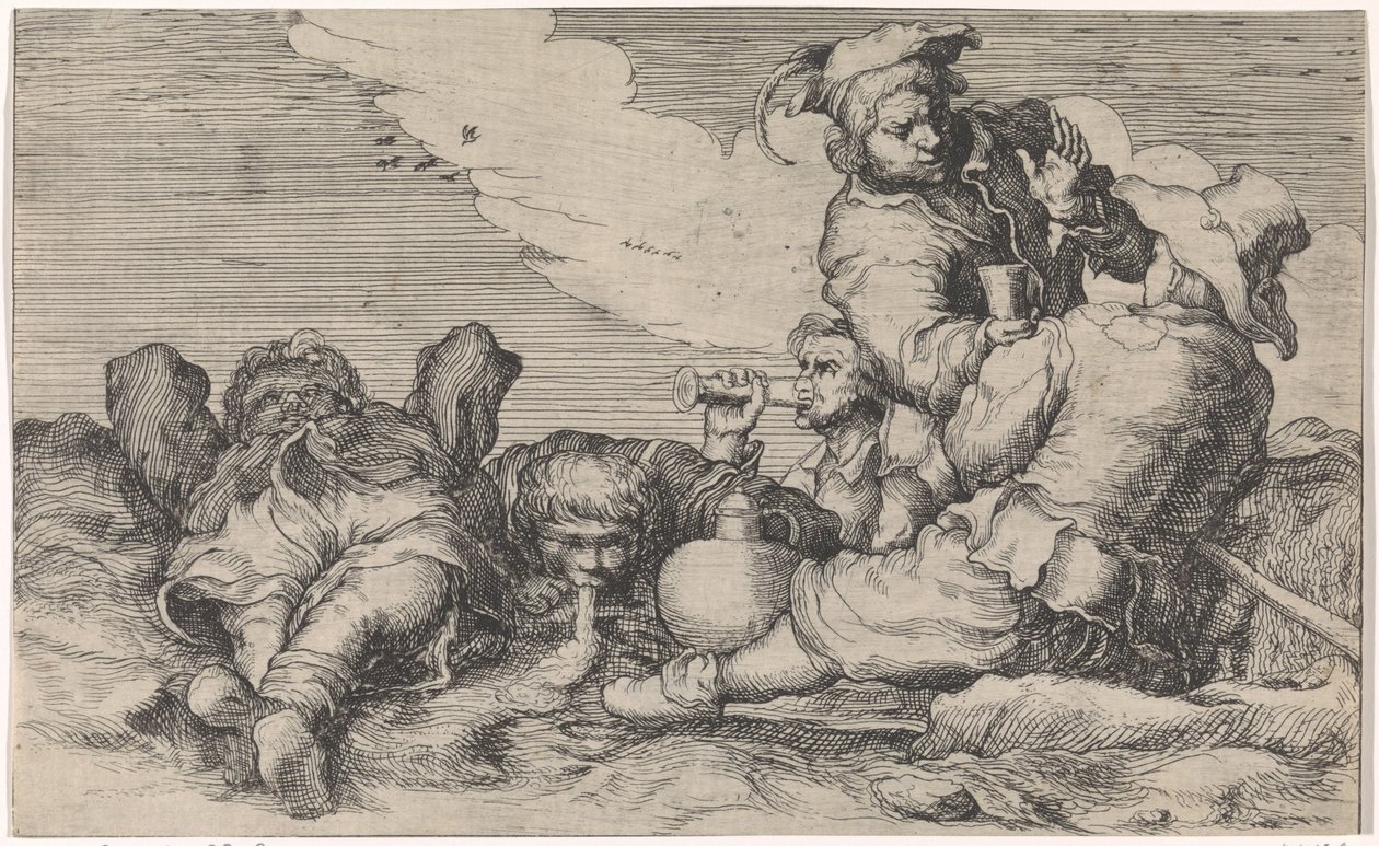 cinco hermanos bebedores de Johann Liss (attributed to)