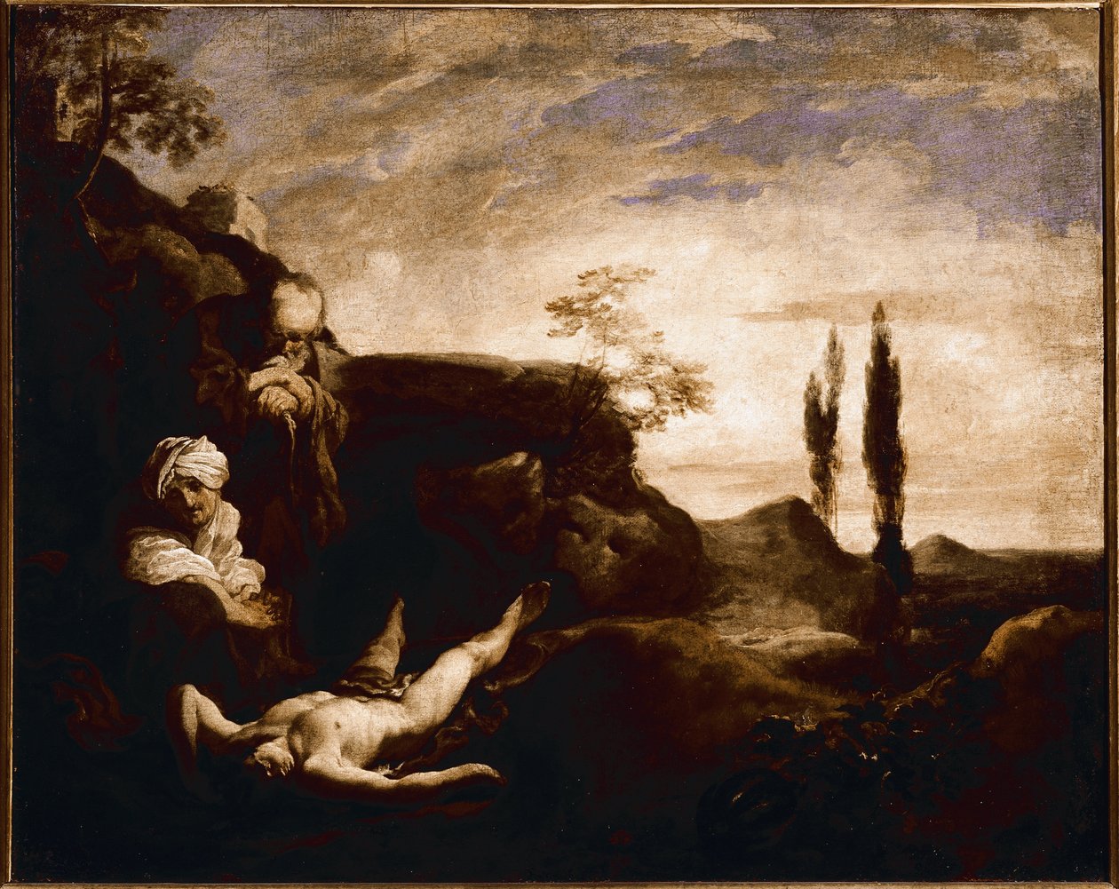 Abel llora junto a sus padres (óleo sobre lienzo, hacia 1630) de Johann Liss