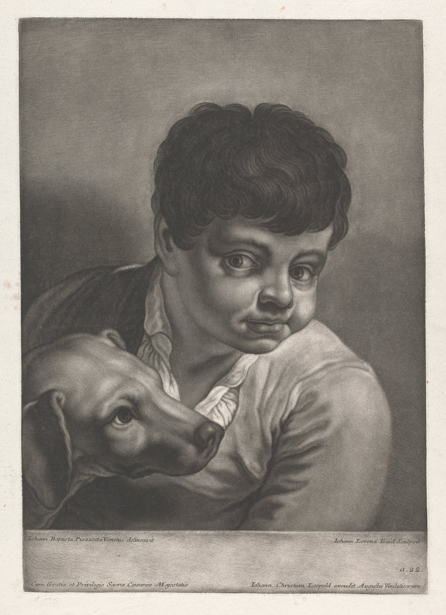 Retrato de niño y perro de Johann Lorenz Haid