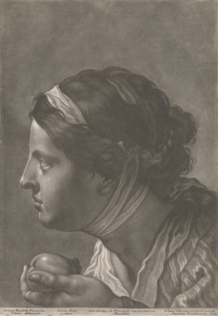 Retrato de mujer con fruta en la mano de Johann Lorenz Haid