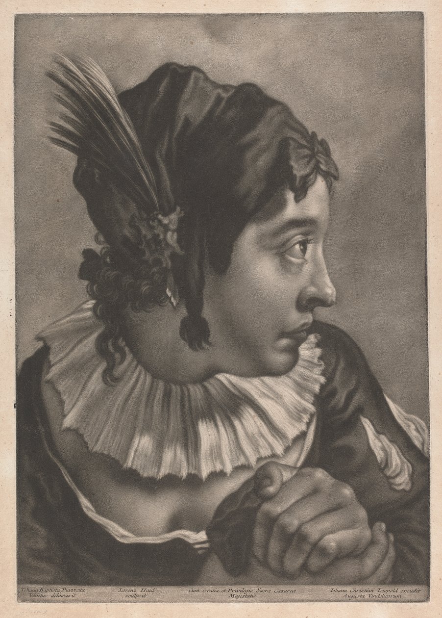 Retrato de mujer con pluma de Johann Lorenz Haid