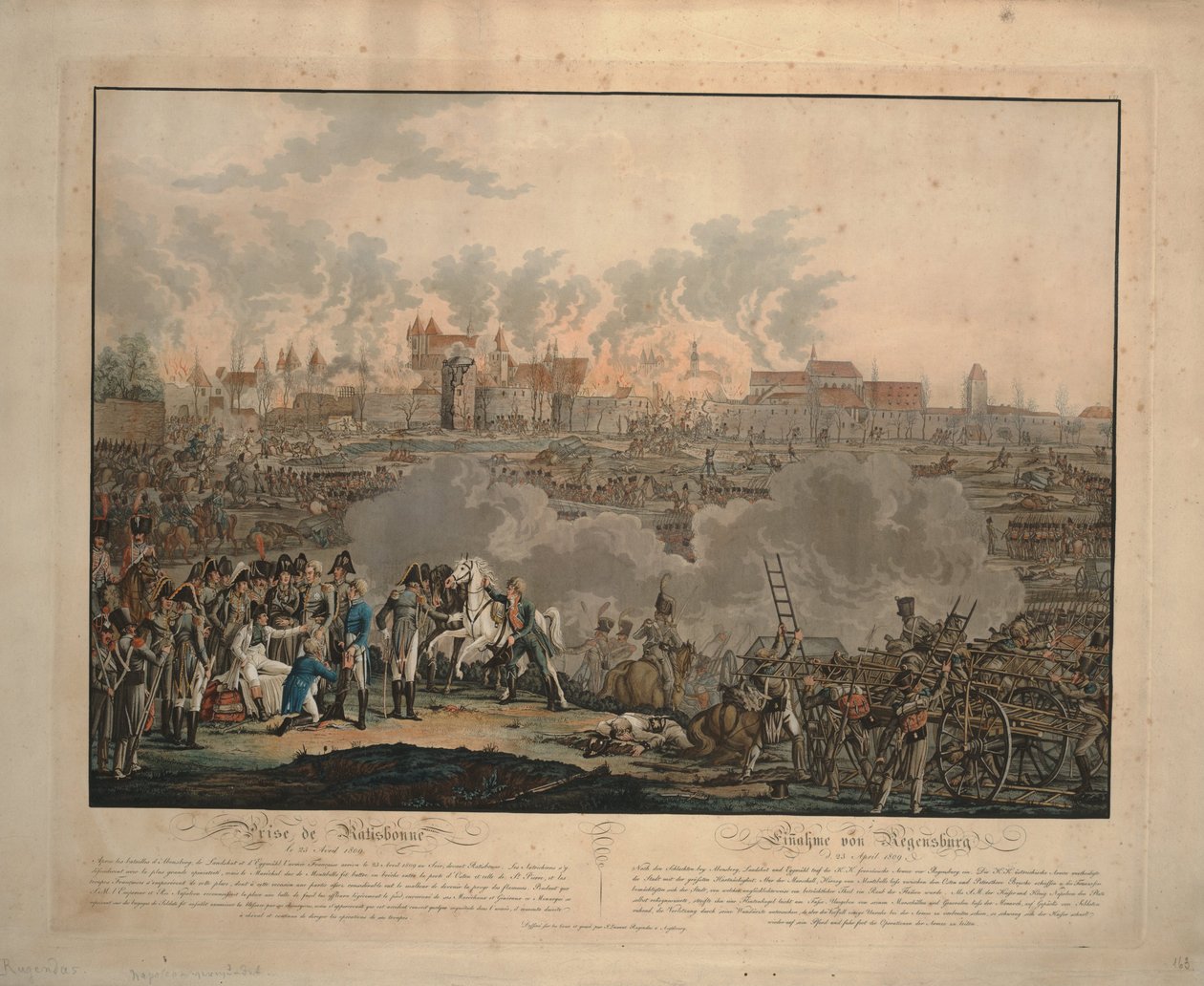 La batalla de Ratisbona el 23 de abril de 1809, 1809 de Johann Lorenz Rugendas the Younger