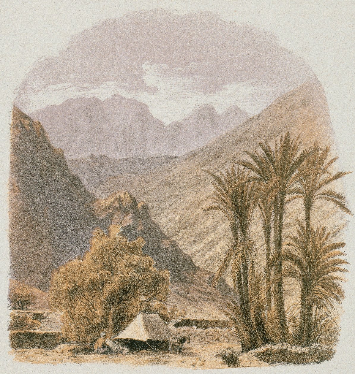 Sinaí. Aguafuerte de Bernatz et alii - Steinkopk J.F. Editore de Johann Martin Bernatz