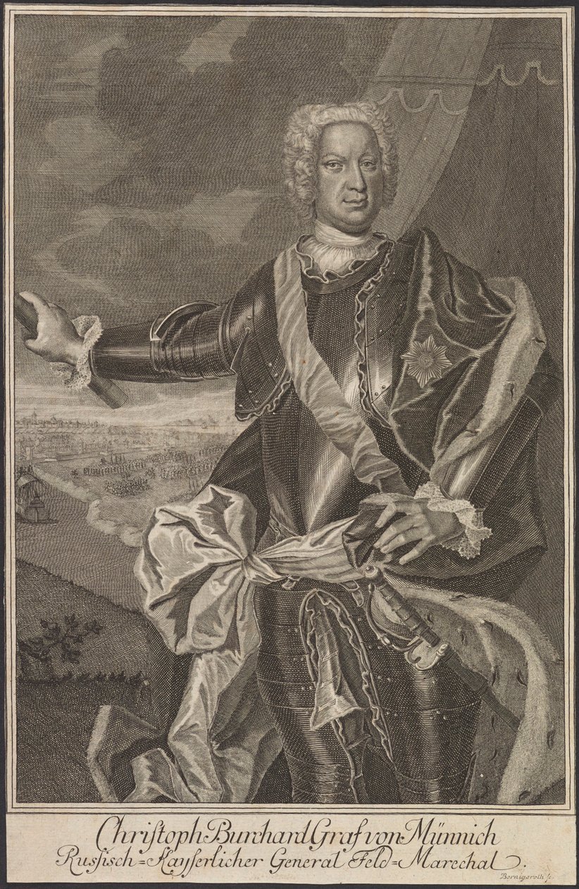 Retrato del Conde Burkhard Christoph von Münnich 1683-1767 de Johann Martin Bernigeroth