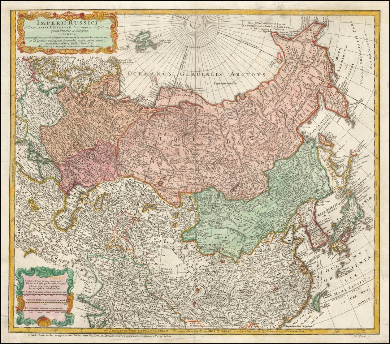Mapa de Rusia y Tartaria de 1730, por Johann Matthias Hase de Johann Matthias Hase