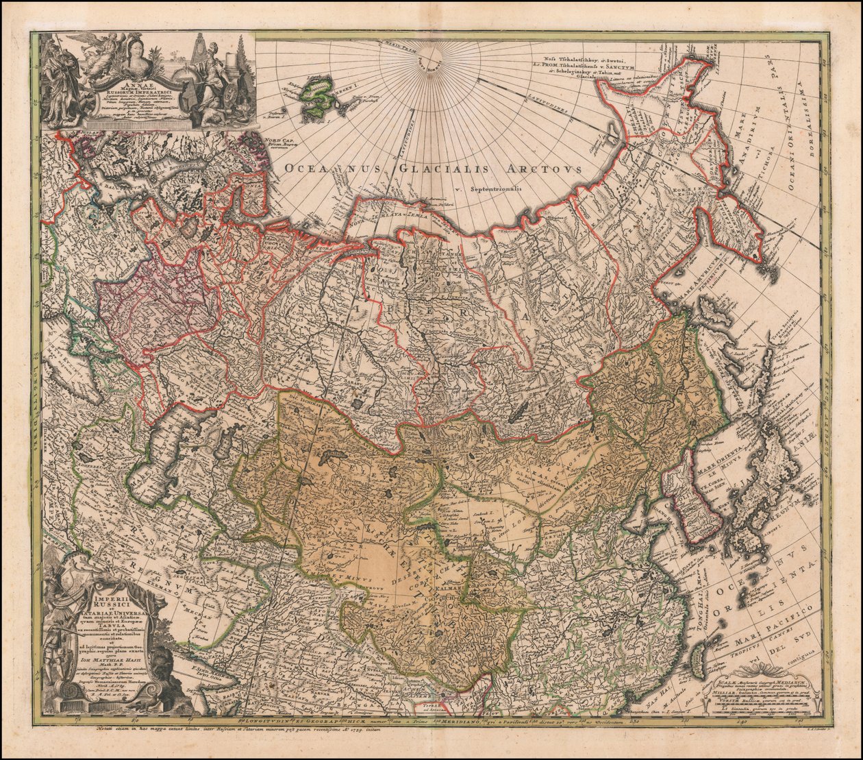Mapa de Rusia y Tartaria de 1739, por Johann Matthias Hase de Johann Matthias Hase