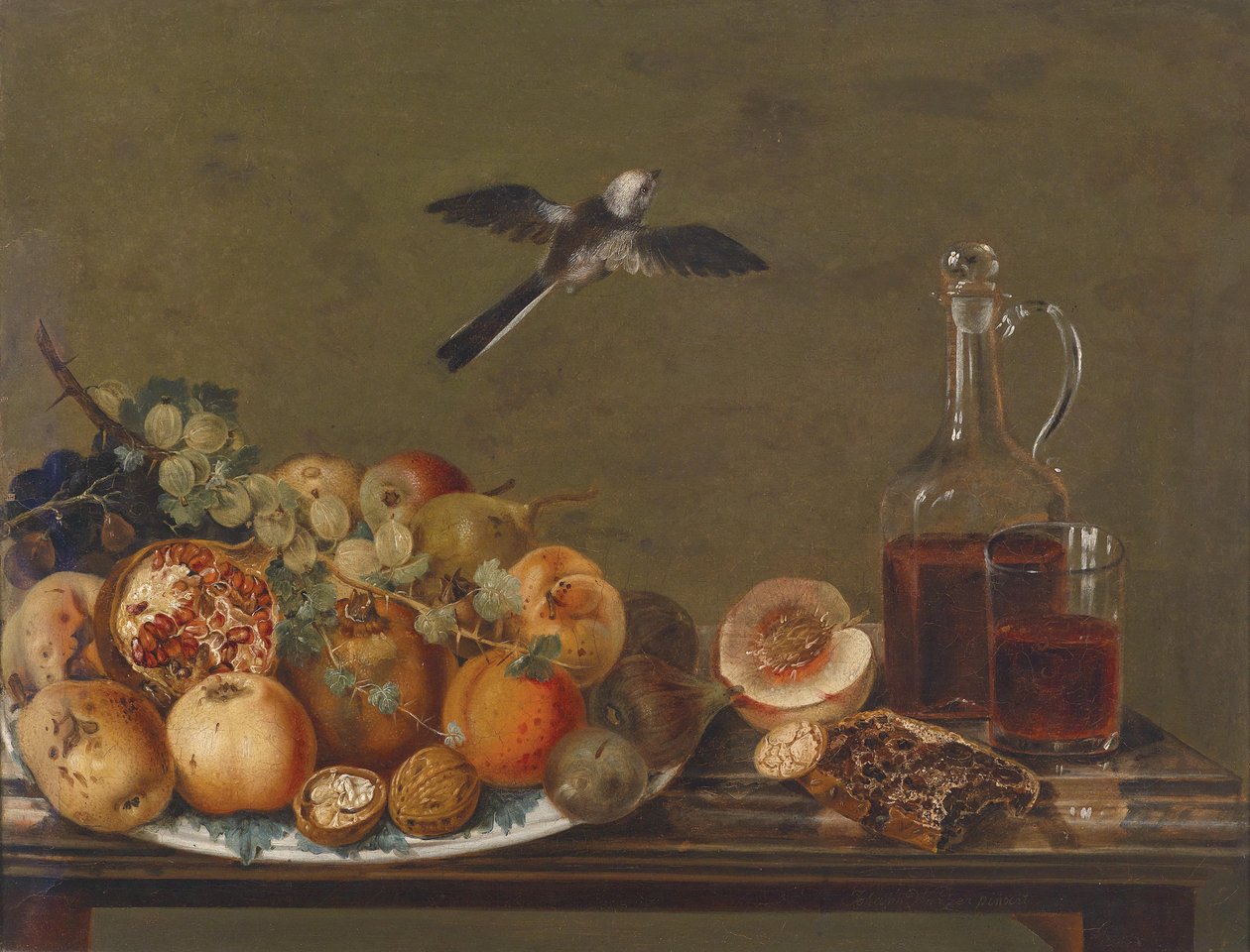 Naturaleza muerta con higos y manzanas de Johann Matthias Wurzer