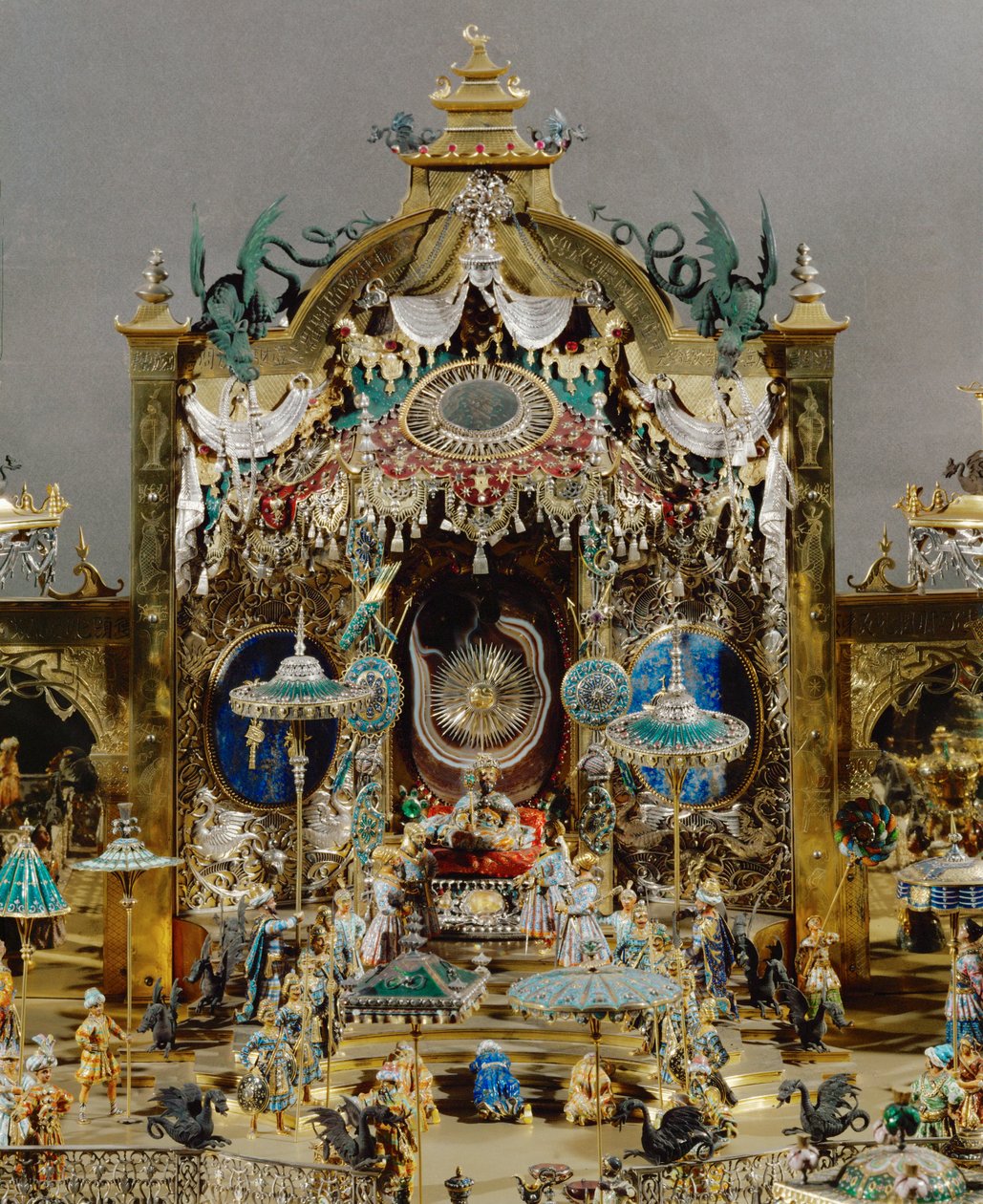 La corte de Delhi en el aniversario del Gran Aureng-Zeb mogol ... (oro y esmalte) de Johann Melchior Dinglinger