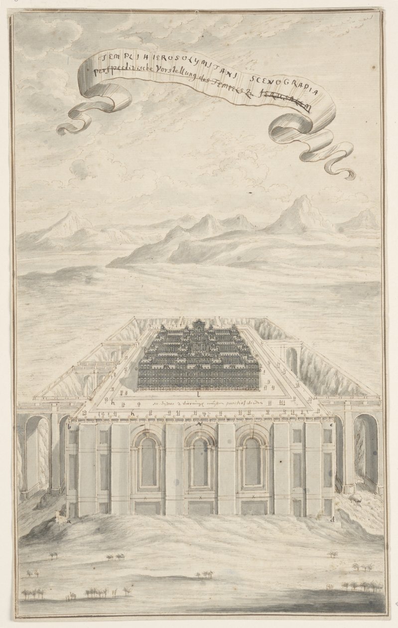 Estudio para El Templo en Jerusalén, Lámina 424, Physica Sacra de Johann Melchior Füssli