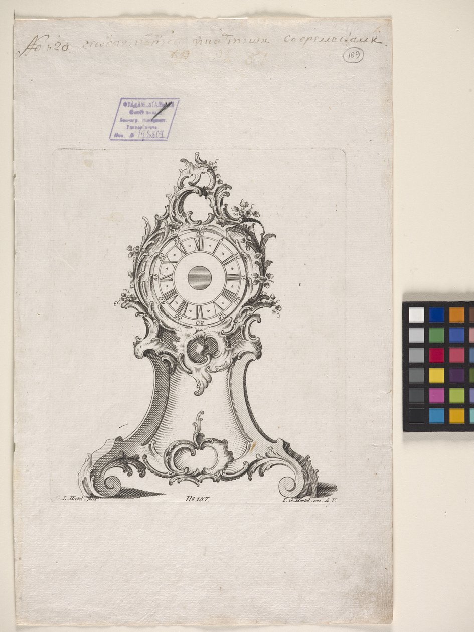 Reloj (grabado) de Johann Michael Hoppenhaupt